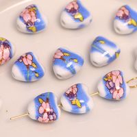 1 Piece Ceramics Square Heart Shape Flower Beads sku image 12