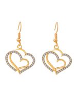 Elegant Sweet Heart Shape Copper Plating Inlay Zircon 18k Gold Plated Earrings Necklace sku image 2
