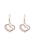 Elegant Sweet Heart Shape Copper Plating Inlay Zircon 18k Gold Plated Earrings Necklace sku image 1