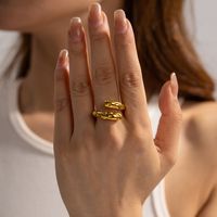 Simple Style Solid Color Stainless Steel Plating 18k Gold Plated Open Rings main image 2