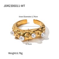 Ig Style Pearl Stainless Steel Plating 18k Gold Plated Open Rings sku image 1