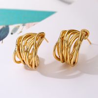 1 Pair Simple Style Commute C Shape Inlay Copper Artificial Pearls 18k Gold Plated Earrings main image 4