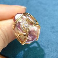 Elegant Irregular Leaf Freshwater Pearl Copper Gold Plated Rings Earrings Necklace In Bulk main image 5