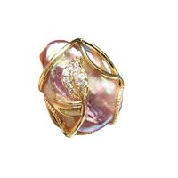 Elegant Irregulär Blatt Süßwasserperle Kupfer Vergoldet Ringe Ohrringe Halskette In Masse main image 3