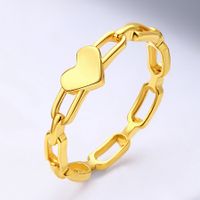 Casual Simple Style Heart Shape Titanium Steel Plating Hollow Out Rings main image 4