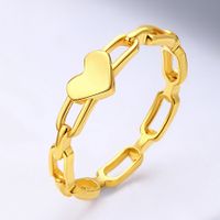 Casual Estilo Simple Forma De Corazón Acero Titanio Enchapado Ahuecar Anillos sku image 1