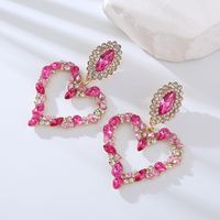 1 Pair Elegant Luxurious Queen Heart Shape Inlay Alloy Rhinestones Drop Earrings sku image 1