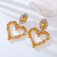1 Pair Elegant Luxurious Queen Heart Shape Inlay Alloy Rhinestones Drop Earrings main image 3