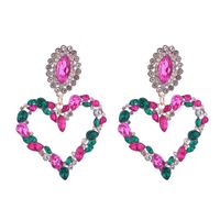 1 Pair Elegant Luxurious Queen Heart Shape Inlay Alloy Rhinestones Drop Earrings main image 2