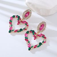 1 Pair Elegant Luxurious Queen Heart Shape Inlay Alloy Rhinestones Drop Earrings main image 5