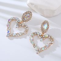 1 Par Elegante Lujoso Reina Forma De Corazón Embutido Aleación Diamantes De Imitación Pendientes De Gota sku image 2