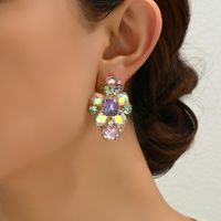 1 Pair Lady Shiny Geometric Inlay Zinc Alloy Artificial Gemstones Ear Studs main image 7