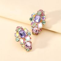 1 Pair Lady Shiny Geometric Inlay Zinc Alloy Artificial Gemstones Ear Studs main image 1