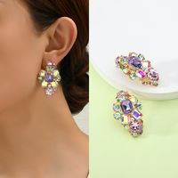 1 Pair Lady Shiny Geometric Inlay Zinc Alloy Artificial Gemstones Ear Studs main image 8