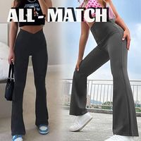 Sports Solid Color Spandex Polyester Active Bottoms Flared Pants main image 3