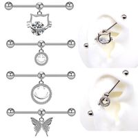 1 Piece Basic Classic Style Letter Tree Rose Epoxy Plating Inlay Stainless Steel Artificial Pearls Zircon White Gold Plated Ear Studs main image 1