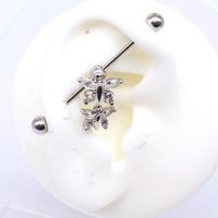 1 Piece Basic Classic Style Letter Tree Rose Epoxy Plating Inlay Stainless Steel Artificial Pearls Zircon White Gold Plated Ear Studs main image 4