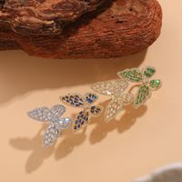 Elegant Classic Style Butterfly Copper Asymmetrical Plating Inlay Zircon 14k Gold Plated Open Rings main image 3