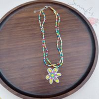 Cute Flower Butterfly Seed Bead Beaded Women's Pendant Necklace 1 Piece sku image 10