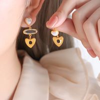 1 Pair Elegant Luxurious Queen Heart Shape Plating Inlay Alloy Artificial Pearls 18k Gold Plated Drop Earrings Ear Studs main image 3