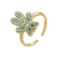 Elegant Bear Copper Plating Inlay Zircon 18k Gold Plated Open Rings main image 4