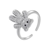 Elegant Bear Copper Plating Inlay Zircon 18k Gold Plated Open Rings main image 6