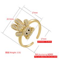 Elegant Bear Copper Plating Inlay Zircon 18k Gold Plated Open Rings main image 10