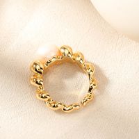 Elegant Simple Style Spiral Stripe Freshwater Pearl Copper Open Rings main image 4