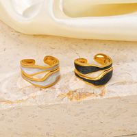 304 Stainless Steel 18K Gold Plated Streetwear Enamel Plating Irregular Resin Open Rings main image 3