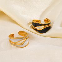 304 Stainless Steel 18K Gold Plated Streetwear Enamel Plating Irregular Resin Open Rings main image 2