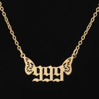 201 Stainless Steel 18K Gold Plated Simple Style Plating Number Pendant Necklace main image 2
