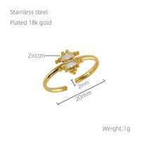 Stainless Steel 18K Gold Plated Elegant Simple Style Plating Inlay Geometric Rhinestones Open Rings sku image 1