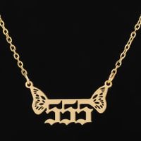 201 Stainless Steel 18K Gold Plated Simple Style Plating Number Pendant Necklace sku image 16