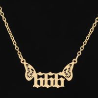 201 Stainless Steel 18K Gold Plated Simple Style Plating Number Pendant Necklace sku image 17