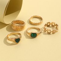 Elegant Retro Heart Shape Alloy Plating Inlay Artificial Gemstones Women's Open Rings main image 6