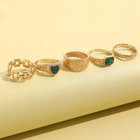 Elegant Retro Heart Shape Alloy Plating Inlay Artificial Gemstones Women's Open Rings main image 3