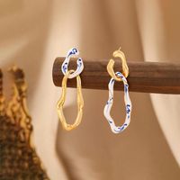 1 Pair Elegant Novelty Irregular Enamel Copper Drop Earrings main image 3