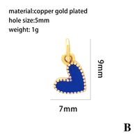 Romantic Sweet Heart Shape Copper Enamel Plating 18k Gold Plated Charms sku image 1