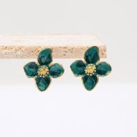 1 Pair Luxurious Sweet Artistic Petal Enamel Three-dimensional Alloy Ear Studs sku image 6