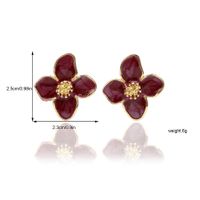 1 Pair Sweet Petal Enamel Three-dimensional Alloy Ear Studs main image 5