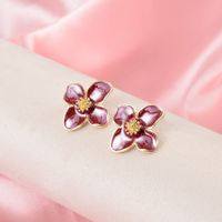 1 Pair Sweet Petal Enamel Three-dimensional Alloy Ear Studs main image 1