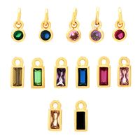 Casual Simple Style Round Rectangle Copper Plating Inlay Zircon 18k Gold Plated Charms main image 1
