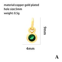 Casual Simple Style Round Rectangle Copper Plating Inlay Zircon 18k Gold Plated Charms main image 2
