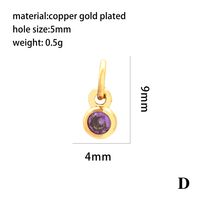 Casual Simple Style Round Rectangle Copper Plating Inlay Zircon 18k Gold Plated Charms main image 6