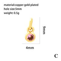 Casual Simple Style Round Rectangle Copper Plating Inlay Zircon 18k Gold Plated Charms main image 4