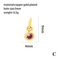 Casual Simple Style Round Rectangle Copper Plating Inlay Zircon 18k Gold Plated Charms sku image 2