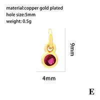 Casual Simple Style Round Rectangle Copper Plating Inlay Zircon 18k Gold Plated Charms main image 3