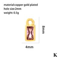 Casual Simple Style Round Rectangle Copper Plating Inlay Zircon 18k Gold Plated Charms sku image 6