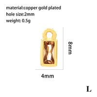 Casual Simple Style Round Rectangle Copper Plating Inlay Zircon 18k Gold Plated Charms sku image 7