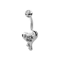 Exaggerated Punk Heart Shape Stainless Steel Copper Plating Inlay Zircon White Gold Plated Belly Ring main image 2